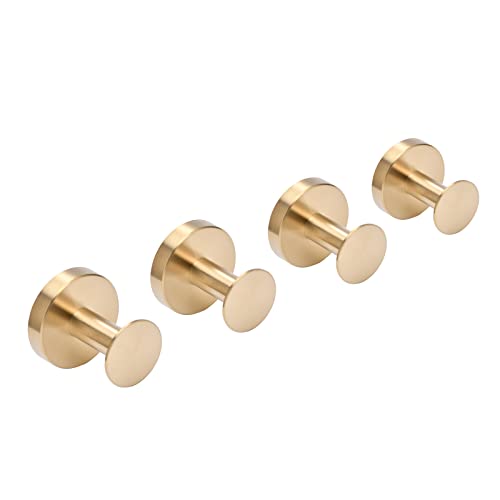 Beelee Gebürstetes Gold Wandhaken 4-Pack Badezimmerhandtuch Haken Robe Haken, Gold Zubehör Heavy Duty Hut Rack Kleiderbügel, BA9777BG-4 von Beelee