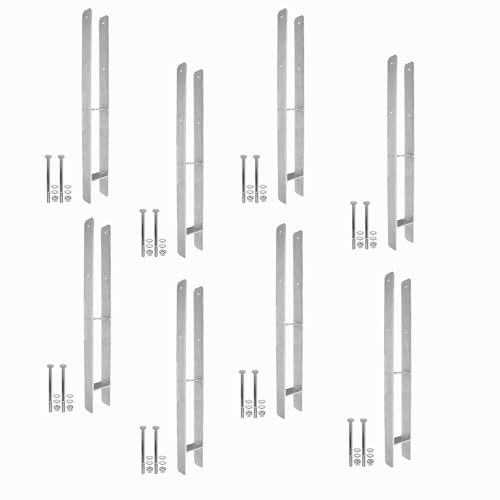 1 Set bestehend aus 8 H-Pfostenträger feuerverzinkt, extra lang, 6 mm / 800 mm für 90 mm Pfosten, inkl. Befestigungsset von BefestigungsFuchs