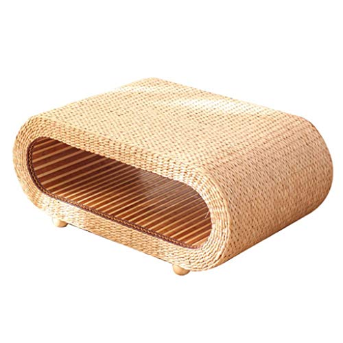 Beistelltische Teetisch Wohnzimmer Rattan Tatami Couchtisch Japanisch Ovaler Tisch Kleines Esstisch (Color : Yellow, Size : 58 * 43 * 34cm) von Beistelltische