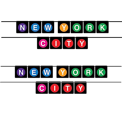 Beistle Hängebanner New York City Partydekoration, 12,7 x 15,2 cm, Schwarz/Violett/Blau/Gelb/Grün/Pink/Rot, 2 Stück von Beistle