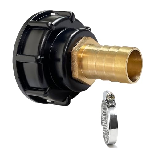 IBC Adapter Schlauchtülle, IBC Tank Adapter S60x6 IG auf 1" IG mit Messing Schlauchtülle 1" AG x 25mm (1") Tülle, IBC Container Zubehör IBC Tank Schlauchadapter für 1 Zoll Schlauch von Bekindpro