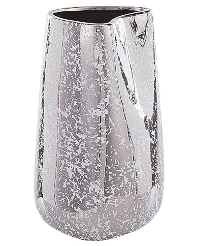 Beliani Dekovase aus Steinzeug in glänzendem Silber 27 cm asymmetrisch Glamour Stil Cirta Beliani Dekovase aus Steinzeug in glänzendem Silber 27 cm asymmetrisch Glamour Stil Cirta von Beliani