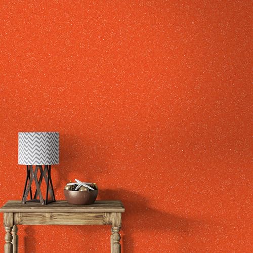 Belka B21 Glänzende Orange Tapete - Reine Baumwolle & mineralischer Glimmerstein - Selbstklebend - Wärme- & Schalldämmend - Modern & Stilvoll, DIY Öko & Natürlich | ca. 3,5 qm (m²) von Belka