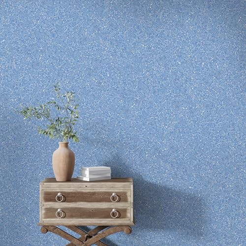 Belka B55 Glänzende Hellblaue Tapete - Reine Baumwolle & mineralischer Glimmerstein - selbstklebend - Wärme- & schalldämmend - Modern & stilvoll, DIY Öko & Natürlich | ca. 3,5 qm (m²) von Belka