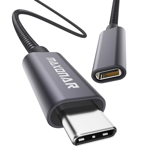 Maxonar USB C Verlängerungskabel 0,5M Typ C Stecker auf Buchse Verlängerungskabel USB3.2 Gen2 (10Gbit/s) Lade/Sync-Extender für PSVR2 MacBook Air M2 2022 M1 Max Galaxy S23/S22/Note20 Pixel 8 Grau von Belker