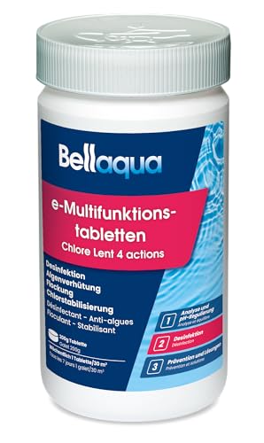 Bellaqua e-Chlor-Multifunktionstabletten 200g (1 kg) Chlortabletten für Pool - Multitabs für Desinfektion, Algenverhütung, Flockung, Chlorstabilisierung - Pool Chlor von Bellaqua