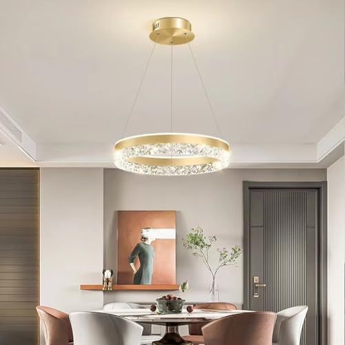 Bellastein LED Kronleuchter Moderne Esstisch Pendelleuchte Rund Dimmbar Fernbedienung Hängeleuchte Wohnzimmer Küche büro esszimmer Hängeleuchte Höhenverstellbar Pendelleuchte 50cm/50W (Gold) von Bellastein