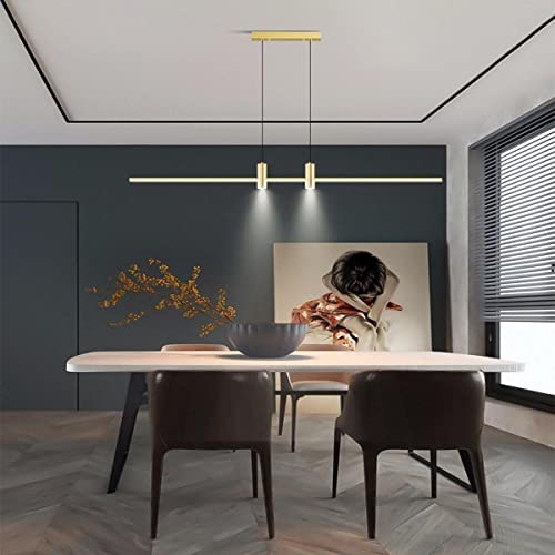 Bellastein LED Pendelleuchte Dimmbar Esstisch Hängelampe Modernen Hängeleuchte Mit Fernbedienung Esstischlampe Pendellampe für Esszimmer Büro Wohnzimmer Arbeitszimmer (Gold, 120cm) von Bellastein