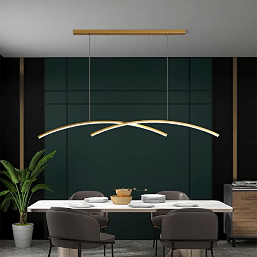 Bellastein LED Pendelleuchte Esstisch Pendellampe Höhenverstellbar Esszimmerlampen Modern LED Hängelampe Dimmbar Mit Fernbedienung Küchen Bar Hängeleuchte (Gold, 90cm) von Bellastein