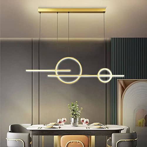 Bellastein Modern LED Pendelleuchte Esstisch Hängelampe Dimmbar Esstischlampe 56W mit Fernbedienung Esszimmer Hängeleuchte Kreativität Küche Wohnzimmer Lampe 110cm (Gold) von Bellastein