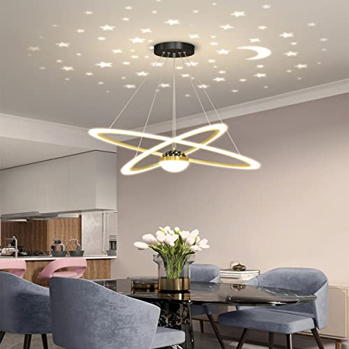 Bellastein Moderne Gold Kronleuchter, Dimmbare LED Pendelleuchte mit, höhenverstellbare Deckenleuchte, Esstisch, Esszimmer, Schreibtisch, Schlafzimmer (gold, 40cm+60cm) von Bellastein