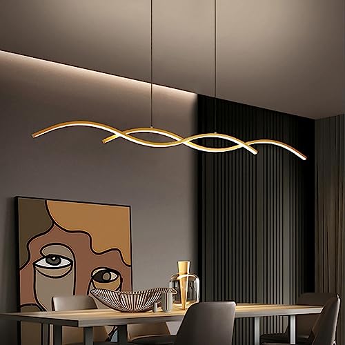 Bellastein Moderne LED pendelleuchte esszimmer dimmbar hängelampe esstisch schwarz, Wohnzimmer Küche Hängend Lampe Moderne Kreative Designer Kronleuchter Büro Leuchten Deckenleuchte (Gold, L90cm) von Bellastein