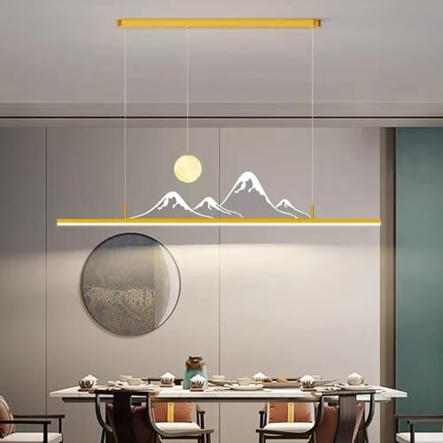 Moderne LED pendelleuchte Esstisch, kreativ LED Esszimmer hängelampe Dimmbar mit Fernbedienung Küchen Hängend Leuchte Modern Kronleuchter für Teetisch Couchtisch Deko Deckenlampe (Gold, L150cm) von Bellastein