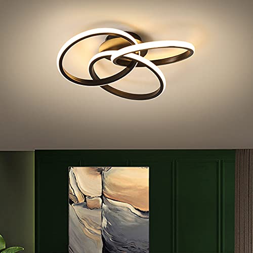 Schlafzimmerlampe LED Deckenleuchte mit Fernbedienung Dimmbar, LED Deckenlampe Wohnzimmer Decke Lampe Moderne Acryl Pendelleuchte for Arbeitszimmer Küche Leuchte Designer-Lampe (Schwarz, 52cm/30W) von Bellastein