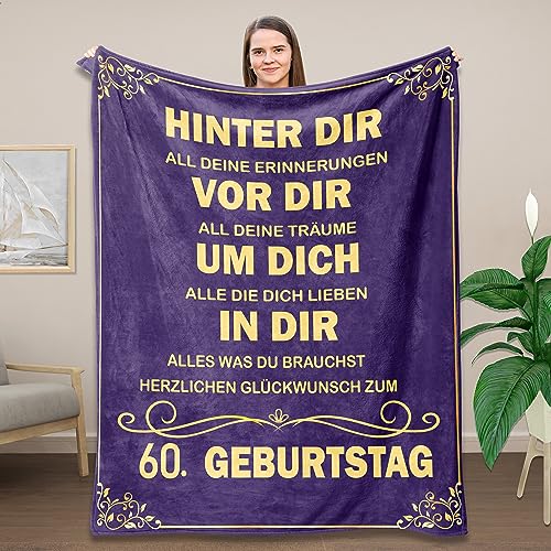 Belloxis 60 Geburtstag Geschenk Kuscheldecke für Mama Oma Frau Freundin von Belloxis