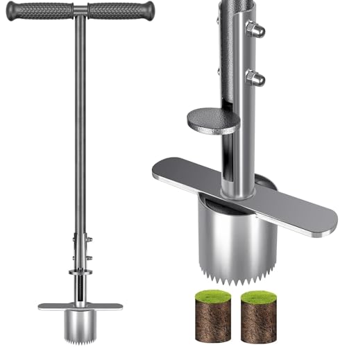 BeneLabel Zwiebelpflanzer, 80cm Blumenzwiebel Pflanzwerkzeug Langstiel Garten Rasen Werkzeug Tiefe 8cm Rasenstopfer Scharfe Verzahnung mit Auslöseautomatik für Zwiebeln Blume Einpflanzen, Silber BeneLabel Zwiebelpflanzer, 80cm Blumenzwiebel Pflanzwerkzeug Langstiel Garten Rasen Werkzeug Tiefe 8cm Rasenstopfer Scharfe Verzahnung mit Auslöseautomatik für Zwiebeln Blume Einpflanzen, Silber von BeneLabel