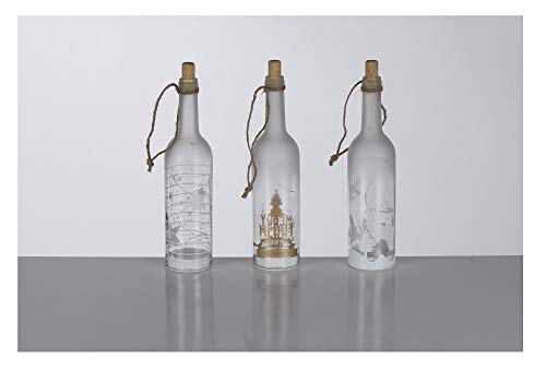 Drei Glasflaschen LED Lichterkette Set Weihnachten Weinflaschen Flaschenlicht von Benelando