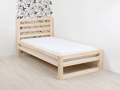 Benlemi Einzelbett Deluxe | aus Holz Auswahl (Transparente Wachslasur matt) von Benlemi