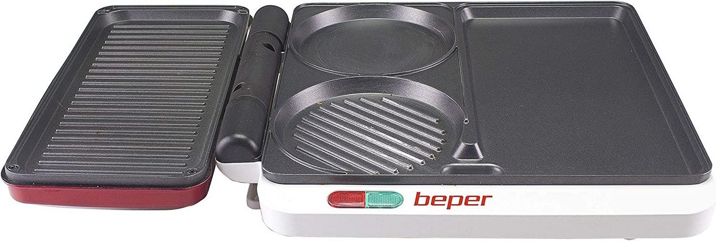 Beper Tischgrill P101CUD500 Multifunktionsgrill in Rot, 2000,00 W, 4 Kochflächen von Beper