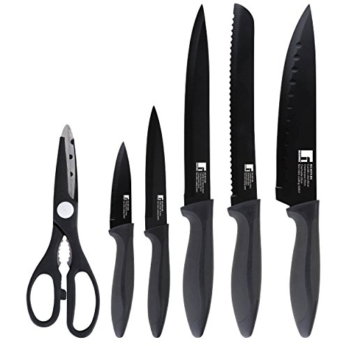 Bergner Q1968 Osaka - Set de 5 cuchillos y tijeras, 1 cm, color negro von Bergner
