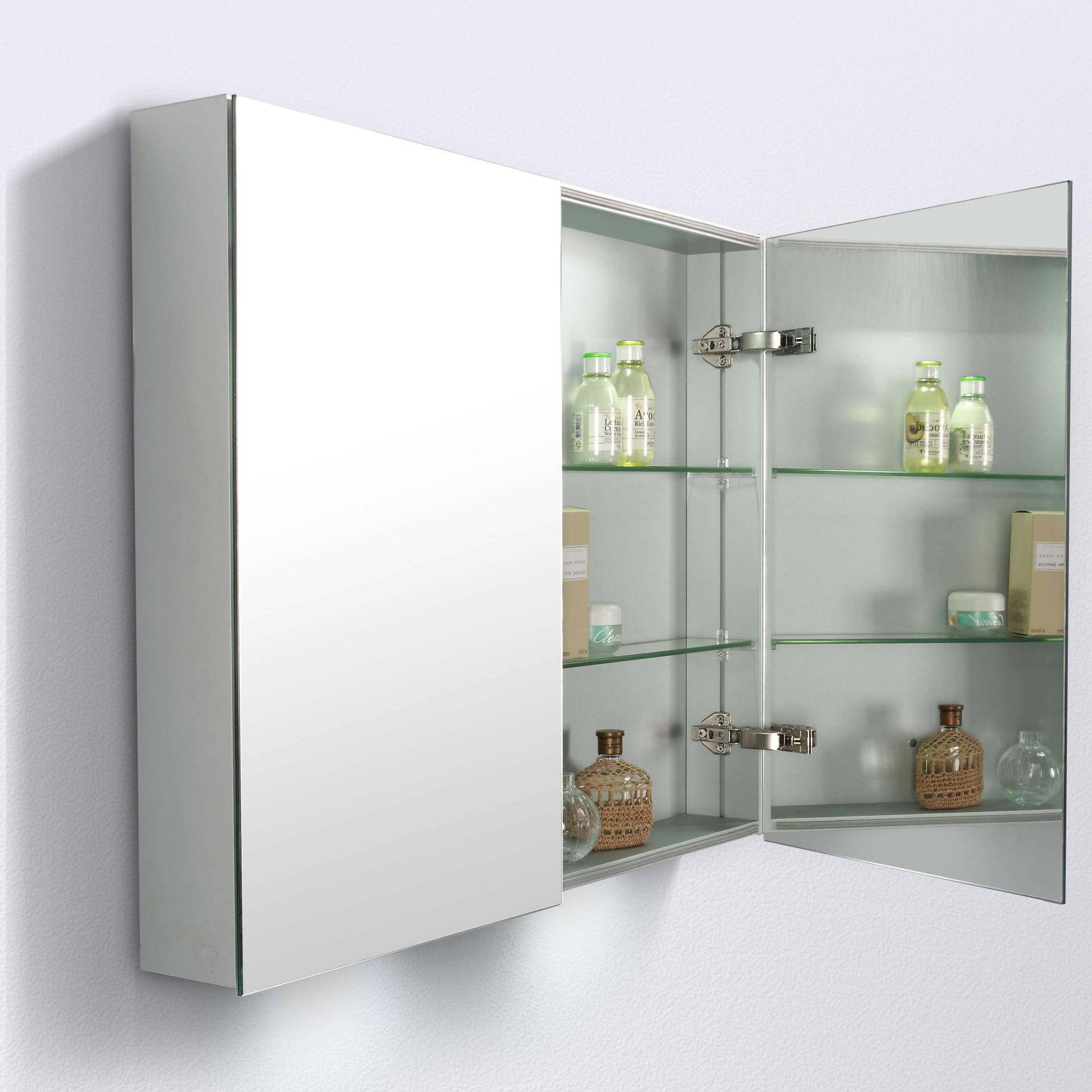 Aluminium-Spiegelschrank G900 2-türig - innen und außen Spiegel - 90 x 70 x 13 cm von Bernstein