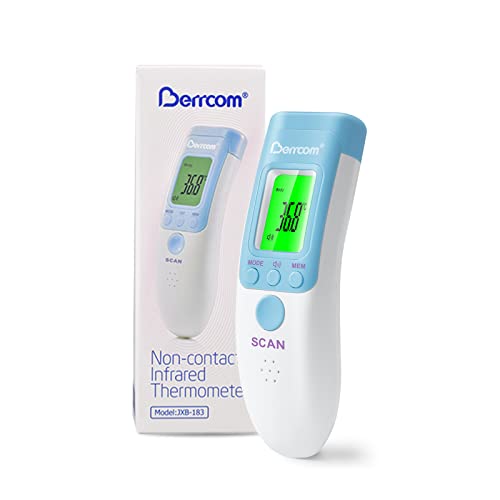 Berrcom Fieberthermometer Digitales Stirnthermometer für Babys Infrarot Kontaktlos Thermometer mit 3 Farben Fieberalarm, °C/°F Schalter von Berrcom