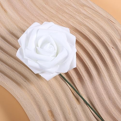BestAlice 10 Stück Künstliche Blumenarrangements, Mittelstück, Schaumstoff-Rosenköpfe, Große Schaumstoff-Rosen, 8 cm, Weiße Künstliche Rosenköpfe, Gefälschte Rosenköpfe für Dekoration,(#1) von BestAlice