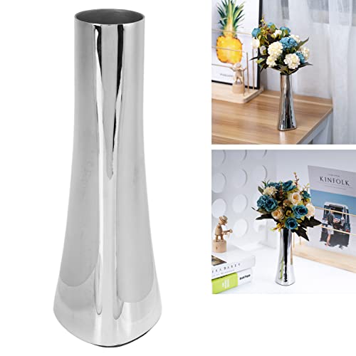 BestAlice Dekorative Vase aus Metall, Silberne Vasen für die Dekoration, Dekorative Blumenvasen aus Edelstahl, Silberne Vasen-Mittelstücke für Den Tisch, Moderne Schreibtischvase von BestAlice