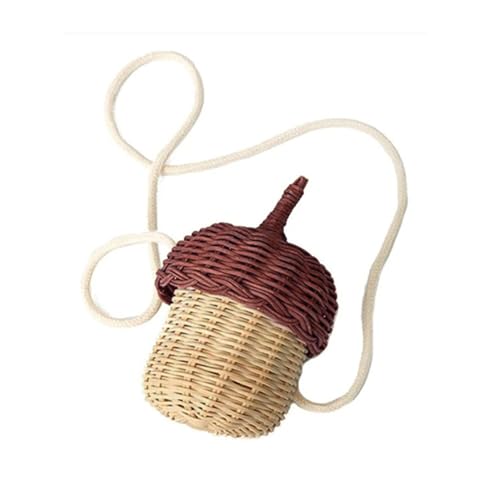 Eichelförmiger Korb, Aufbewahrungskorb, Pilz-Rattan-Aufbewahrungskorb mit Deckel, Rattan-Holz-Umhängetasche, Tropischer Eimer, Foto-Requisiten, Handgefertigtes Geschenk,(Kein Schnickschnack) von BestAlice