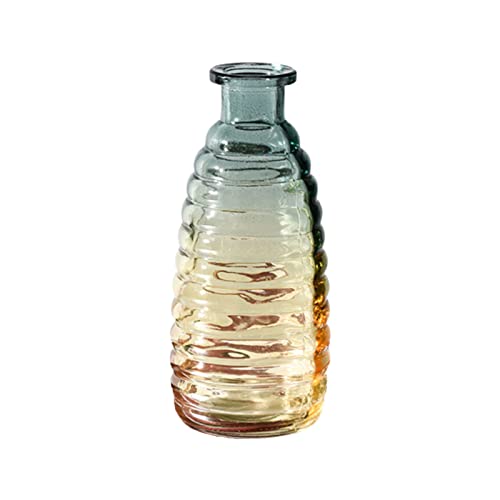 Niedliche Vase, Kleine Glasvasen für Blumen, Kleine Vasen, Große Glasknospenvasen, Vintage-Glasflaschen Als Tafelaufsatz, Farbverlaufsglas und Geprägte Mini-Glasflaschen für die(Stil3) von BestAlice