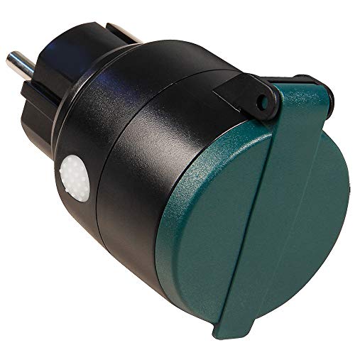 BestPlug Funk-Steckdose 3000W - max. 150m - IP44 - für Innenbereich und Außenbereich mit Schutzklappe - Schwarz/Grün mit Fernbedienung von BestPlug