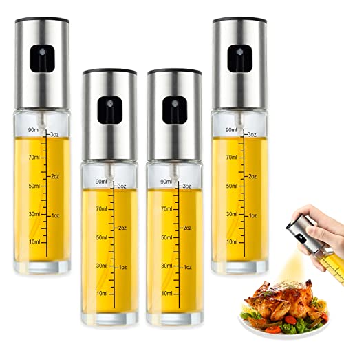 BESTDIN Ölsprüher für Speiseöl, 4 Stück 100 ml Multifunktionaler Ölsprüher, Transparen Glas Ölspray Zum Kochen, Professioneller Öl sprühflasche für Kochen, Salat, Grill, Heißluftfritteuse von Bestdin