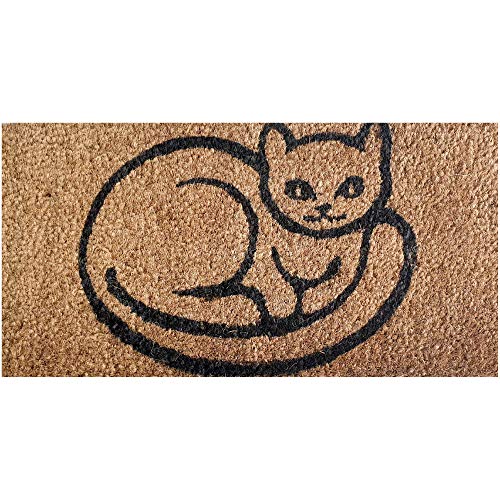 Bestlivings Fußmatte Kokos 25x50cm im Design: Katze - Schmutzfangmatte für Innen- und Außenbereich, Fussmatte schmal - PVC Unterseite von Bestlivings