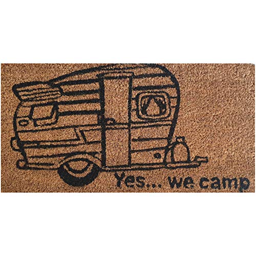 Bestlivings Fußmatte Kokos 25x50cm im Design: YES WE Camp - Schmutzfangmatte für Innen- und Außenbereich, Fussmatte schmal - PVC Unterseite von Bestlivings