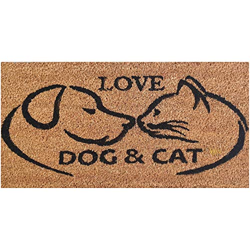 Bestlivings Fußmatte Kokos 25x50cm im Design: Katze & Hund - Schmutzfangmatte für Innen- und Außenbereich, Fussmatte schmal - PVC Unterseite von Bestlivings