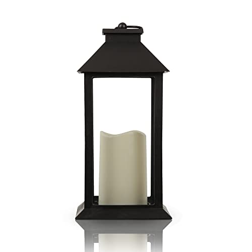Laterne Windlicht (32cm) mit flackernder LED-Kerze, Batteriebetrieben, Innenbereich - Dekorative Lampe mit brennenden Docht Effekt von Bestlivings