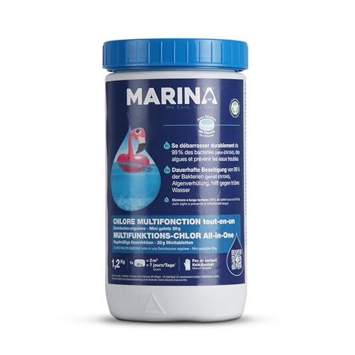 Marina Chlor Multitabs 20g - Pool Tabletten - 120 STK. Chlortabletten Multifunktion 5 in 1 - für sauberes und hygienisches Poolwasser - (1,2kg - 6kg) - Langzeit Chlor von Bestlivings
