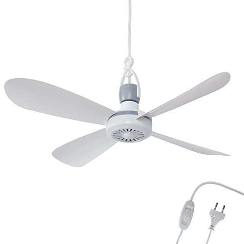 Bestlivings Mobiler Deckenventilator mit Stecker und Schalter, 220V-240V / 5 Watt, Ø40 cm Portabler Decken - Ventilator mit Aufhänger, Energiesparend (Weiß) von Bestlivings