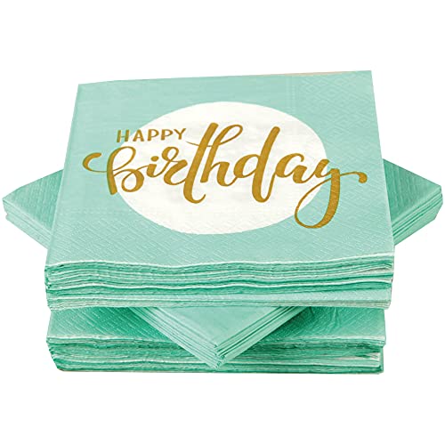 Servietten im praktischen 100er Pack (5x20) 33 x 33 cm, 3-lagig, 1/4 Falz - mit Motiv (Happy Birthday) - FSC-Zertifizierte Mundtücher von Bestlivings