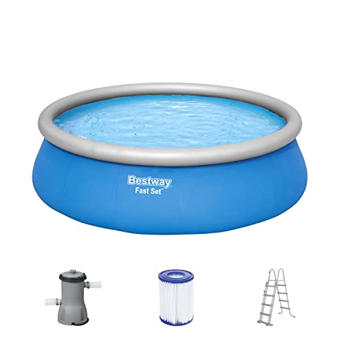 Bestway Fast Set Aufstellpool-Set mit Filterpumpe Ø 457 x 122 cm, blau, rund von Bestway