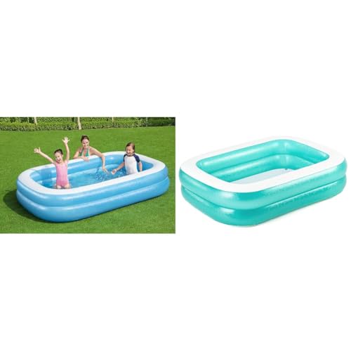 Bestway Family Pool, 262 x 175 x 51 cm & 54005 Aufblasbarer durchsichtiger Familienpool, 201 x 150 x 51 cm - Grün von Bestway