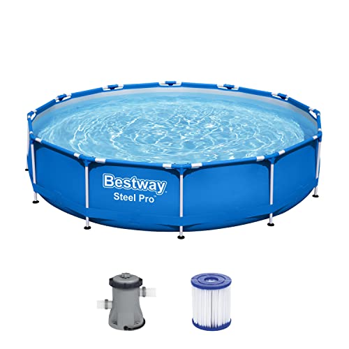 Bestway Steel Pro Frame Pool-Set mit Filterpumpe Ø 366 x 76 cm, blau, rund von Bestway