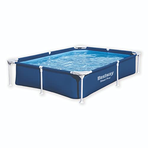 Bestway Steel Pro Frame Pool ohne Pumpe 221 x 150 x 43 cm, dunkelblau, eckig von Bestway