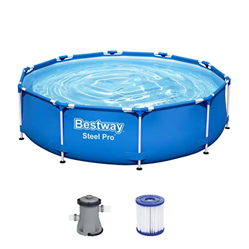 Bestway Steel Pro Frame Pool-Set mit Filterpumpe Ø 305 x 76 cm, blau, rund von Bestway