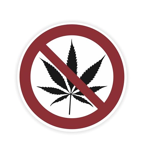 Aufkleber Cannabis verboten - Größe: 20,0 cm Ø – selbstklebende Folie – Kiffen verboten – Gras Verbot – Hinweis Schild von Betriebsausstattung24