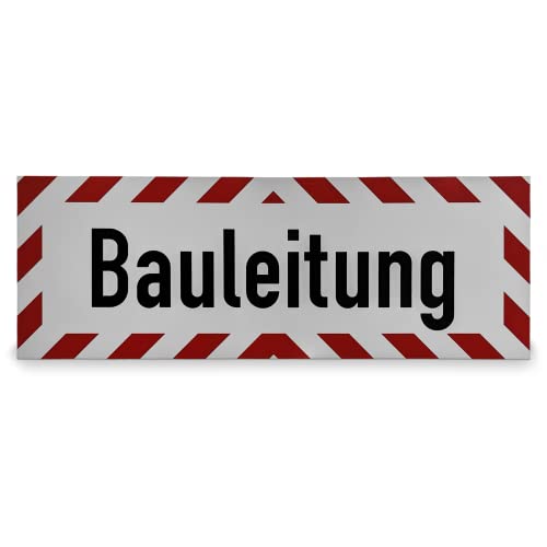 Betriebsausstattung24® Pkw Hinweisschild "Bauleitung" | Größe: 50,0 x 12,5 cm | Magnetfolie | Befestigungsart: Zum Anheften | Kfz Markierung | Baustellen Schild | Auto Kennzeichnung | Fahrzeug von Betriebsausstattung24