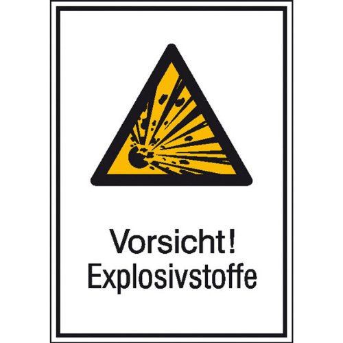 Betriebsausstattung24® Vorsicht! Explosivstoffe Warnschild, selbstkl. Folie, Gröߟe 13,10x18,50cm von Betriebsausstattung24