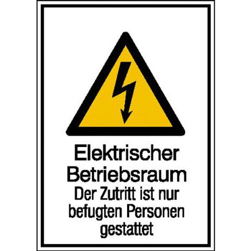 Betriebsausstattung24® Warn-Kombischild „Elektrischer Betriebsraum - Der Zutritt ist nur befugten Personen gestattet“ | Sicherheitsschild/Warnschild | Betriebssicherheit | Hart-PVC, 13,1 x 18,5 cm von Betriebsausstattung24