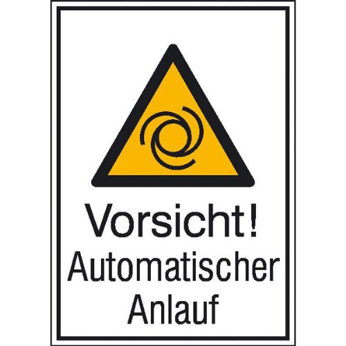 Betriebsausstattung24® Warn-Kombischild „Vorsicht! Automatischer Anlauf“ | Sicherheitsschild/Warnschild | Betriebssicherheit | Aluminium , 26,2 x 37,1 cm von Betriebsausstattung24