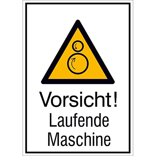 Betriebsausstattung24® Warn-Kombischild „Vorsicht! Laufende Maschine“ | Sicherheitsschild/Warnschild | Betriebssicherheit | Aluminium , 26,2 x 37,1 cm von Betriebsausstattung24